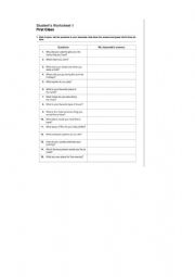 English Worksheet: Icebreaking questions 