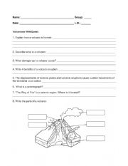 English Worksheet: Geography: Volcanoes WebQuest