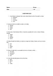 English Worksheet: Geography: Landforms Quiz