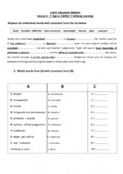 English Worksheet: Revision  4th form Unit2 Lesson 6 + 7