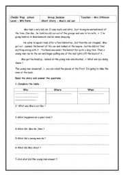 English Worksheet: 8th form : Group Session :short story