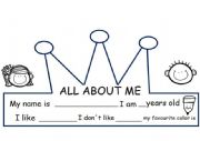 English Worksheet: All about me infantil
