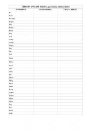 English Worksheet: Irregular verbs in past 