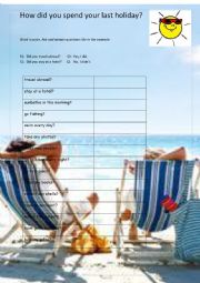 English Worksheet: My last holidays
