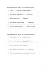 English Worksheet: Conjunction