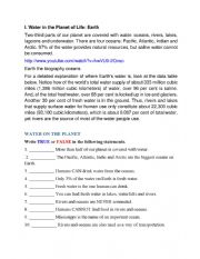 English Worksheet: Geography:  Water on Planet Earth - Video Activity