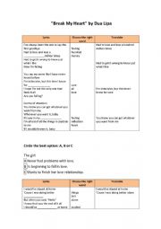 English Worksheet: Break my Heart by Dua Lipa