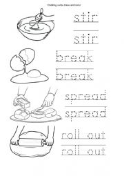 Cooking verbs trace and color