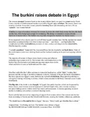 English Worksheet: The burkini raises debate in Egypt