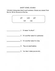 English Worksheet: SHORT VOWEL SOUNDS