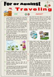 English Worksheet: For or Against TRAVELING (Debating)