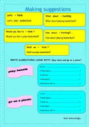 English Worksheet: Making suggestions