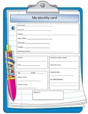 English Worksheet: My identity card
