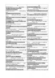 English Worksheet: Tandem activity if-clauses