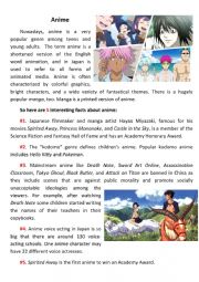 Anime Reading & Matching Activity 2 (Upper-Intermediate)