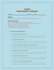 Reinforcement Workshop (Modal Verbs & Conditionals 0, 1 and 2)