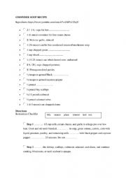 English Worksheet: Chowder soup recipe