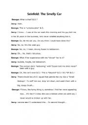 English Worksheet: Seinfeld The Smelly Car Season 3 Episode 21 Transcript 
