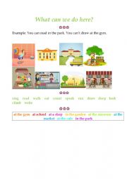 English Worksheet: What can you do in a town?