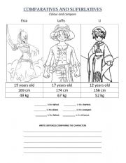 English Worksheet: Compare the anime characters