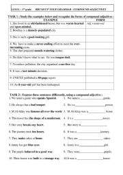 English Worksheet: Compound adjectives 