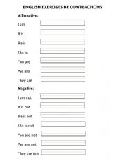 English Worksheet: pronoun be/be not