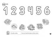 English Worksheet: Numbers and match