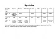 English Worksheet: Present simple personal schedule
