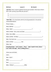English Worksheet: 8th  form module 1 lesson 4