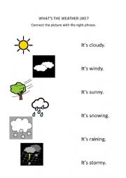 English Worksheet: What�s the weather like? / Weather words
