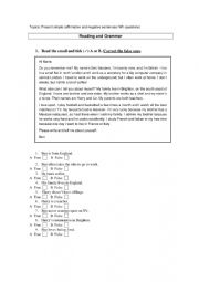 English Worksheet: Present Simple (affirmative sentences, negative sentences and WH-questions)