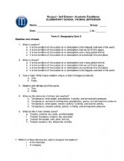 English Worksheet: Geography: Weather and Climate Quiz