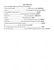 English Worksheet: Word formation test