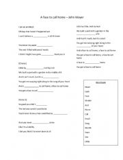 English Worksheet: A face to call home (Fill in the blanks)