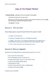 English Worksheet: Present Perfect Uses, Famous Examples and Speaking Exercises
