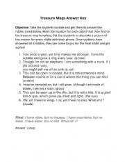 English Worksheet: Riddles Treasure Map