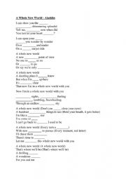 English Worksheet: A whole new world - Aladdin