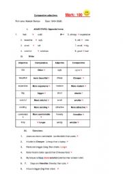 English Worksheet: Comparison of Adjectives
