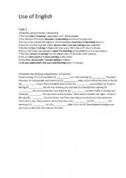 English worksheet: use of english