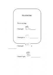English Worksheet: My school bag