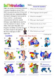 English Worksheet: Harimoto: self introduction