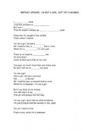 English Worksheet: Britney Spears - I�m not a girl 