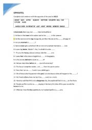 English Worksheet: opposites