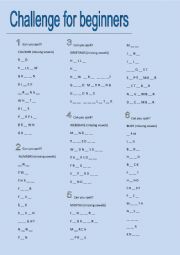 English Worksheet: Challenge to begginers