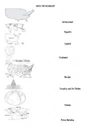 English Worksheet: Match Geography Vocabulary