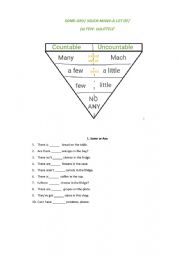 English Worksheet: MANY-A LOT OF  (a) FEW- (a)LITTELE 