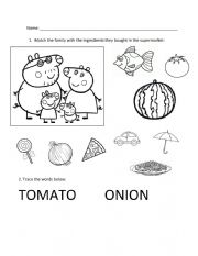 English Worksheet: Peppa Pig Shopping - Listening activity 