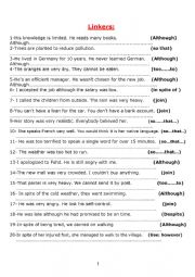 English Worksheet: Linkers