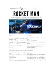 English Worksheet: ROCKET MAN BY TARON EGERTON (ORIGINAL BY ELTON JOHN) - LEARN WITH SONGS