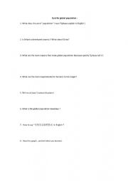 English Worksheet: a quiz for global population 